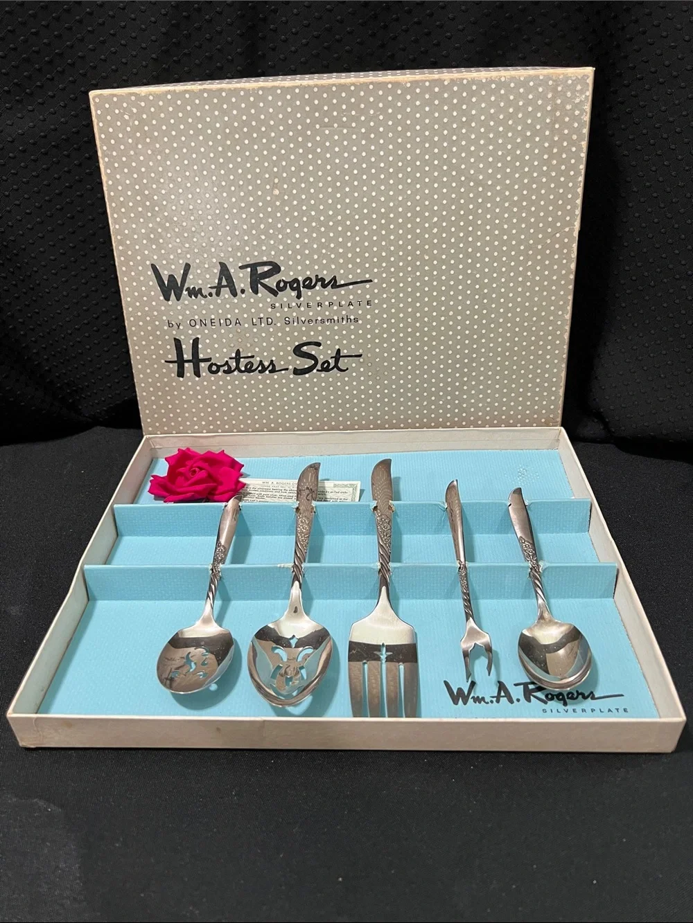 Wm Roger’s by Oneida Silver Hostess Set with “Wildwood” Pattern Handles